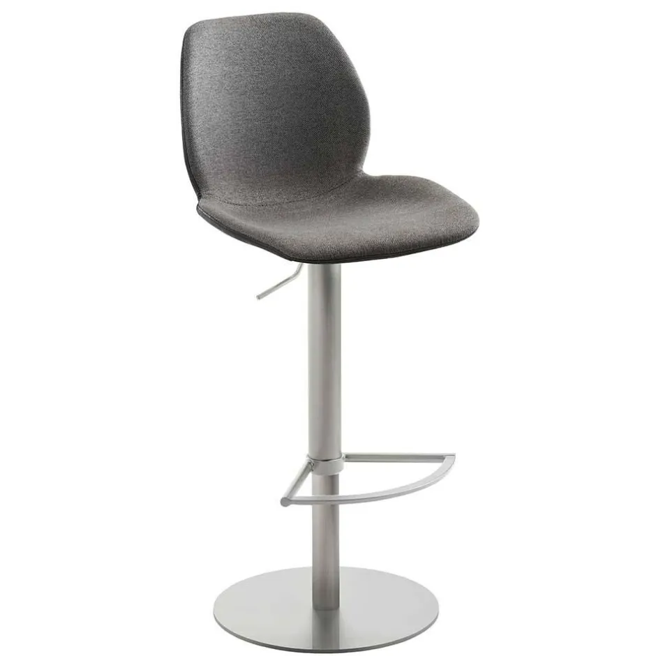 Drehbarer Barstuhl in Anthrazit & Edelstahl - Anturina^Wohnen New