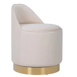 Wohnen Drehbarer Hocker in Cremeweiß Samt - Yaderra