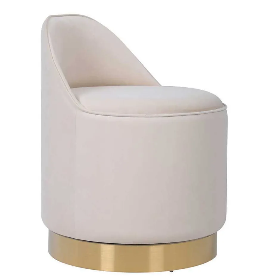 Wohnen Drehbarer Hocker in Cremeweiß Samt - Yaderra