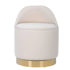 Wohnen Drehbarer Hocker in Cremeweiß Samt - Yaderra