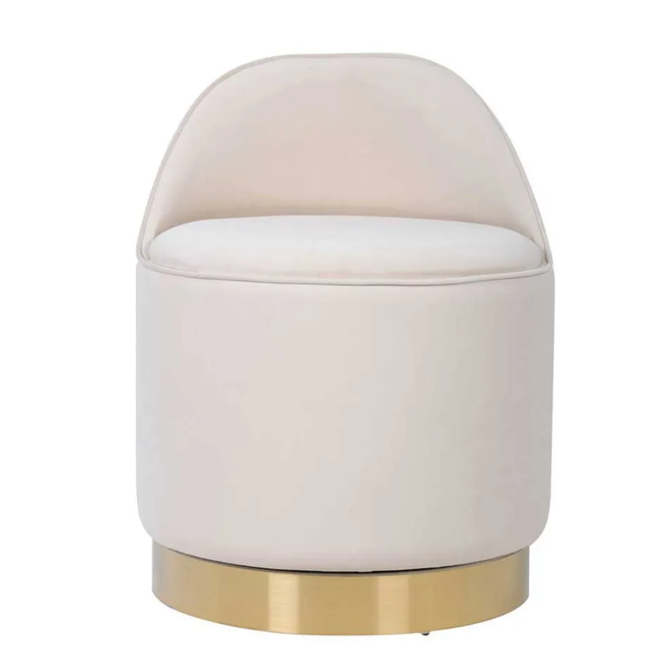 Wohnen Drehbarer Hocker in Cremeweiß Samt - Yaderra