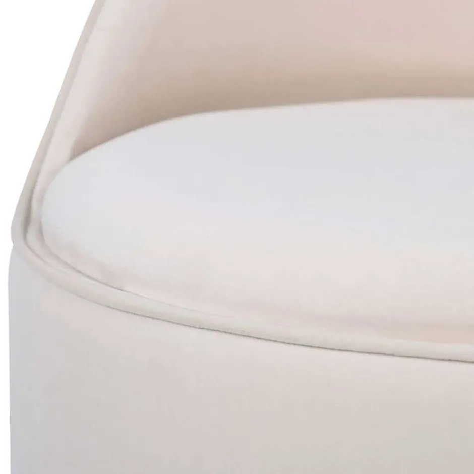 Wohnen Drehbarer Hocker in Cremeweiß Samt - Yaderra