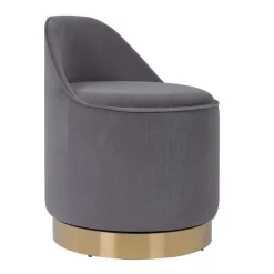Drehbarer Polsterhocker in Grau und Gold - Riety^Wohnen Clearance