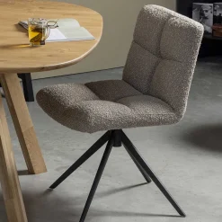 Drehbarer Polsterstuhl aus Boucle Stoff in Beige - Magan^Wohnen Discount