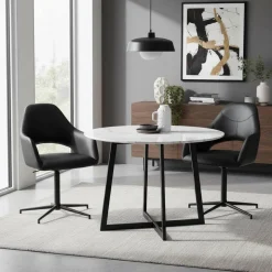 Drehbarer Retro Armlehnenstuhl in Schwarz - Lugon (2er Set)^Wohnen