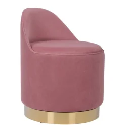 Drehbarer Samt Polsterhocker in Altrosa mit Gold - Fanandro^Wohnen New