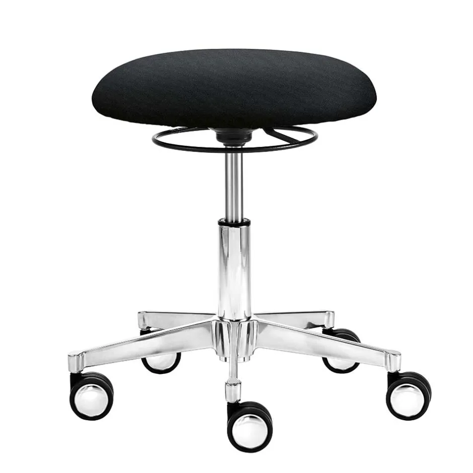 Drehbarer Schreibtisch Hocker in Schwarz & Alu - Ruvenz^Wohnen