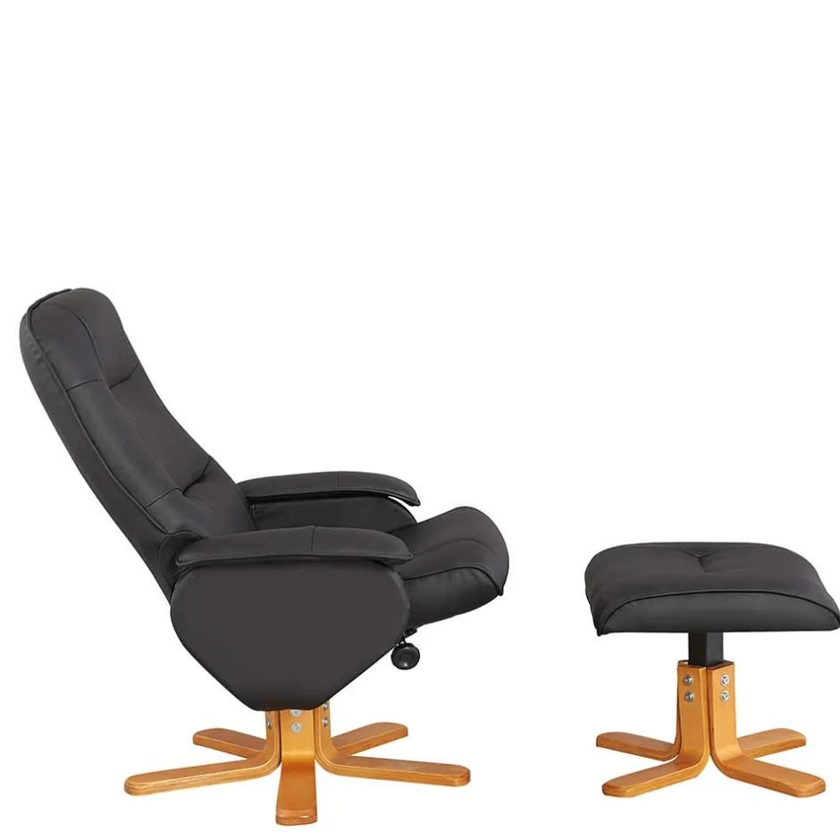 Drehbarer Sessel mit Hocker in Schwarz - Fidarela (zweiteilig)^Wohnen Outlet