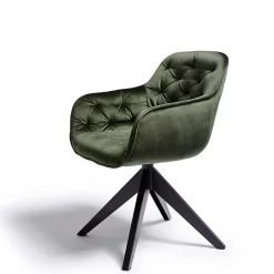 Wohnen Drehbarer Tischsessel in Dunkelgrün Samt - Niabelda