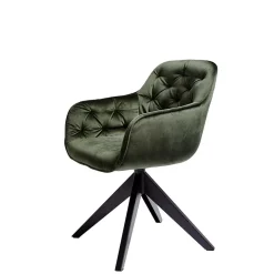 Wohnen Drehbarer Tischsessel in Dunkelgrün Samt - Niabelda