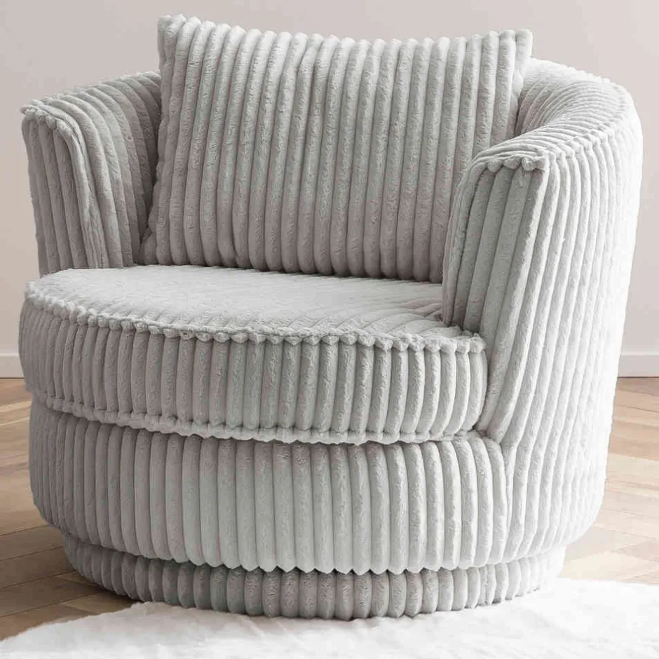 Wohnen Drehbarer Wohnzimmersessel in Hellgrau - Iliana