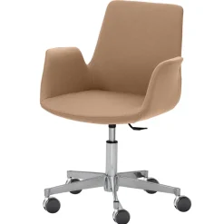 Drehstuhl mit Armlehnen in Hellbraun Microfaser - Croco^Wohnen