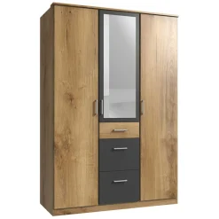 Wohnen Drehtürenschrank in Plankeneiche Holzdekor - Leviza