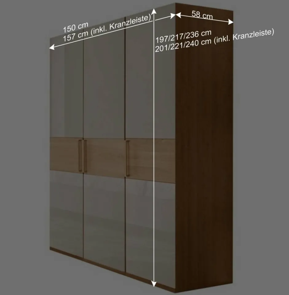 Drehtürenschrank mit Glasfront in Beige - Emdsiva^Wohnen Best