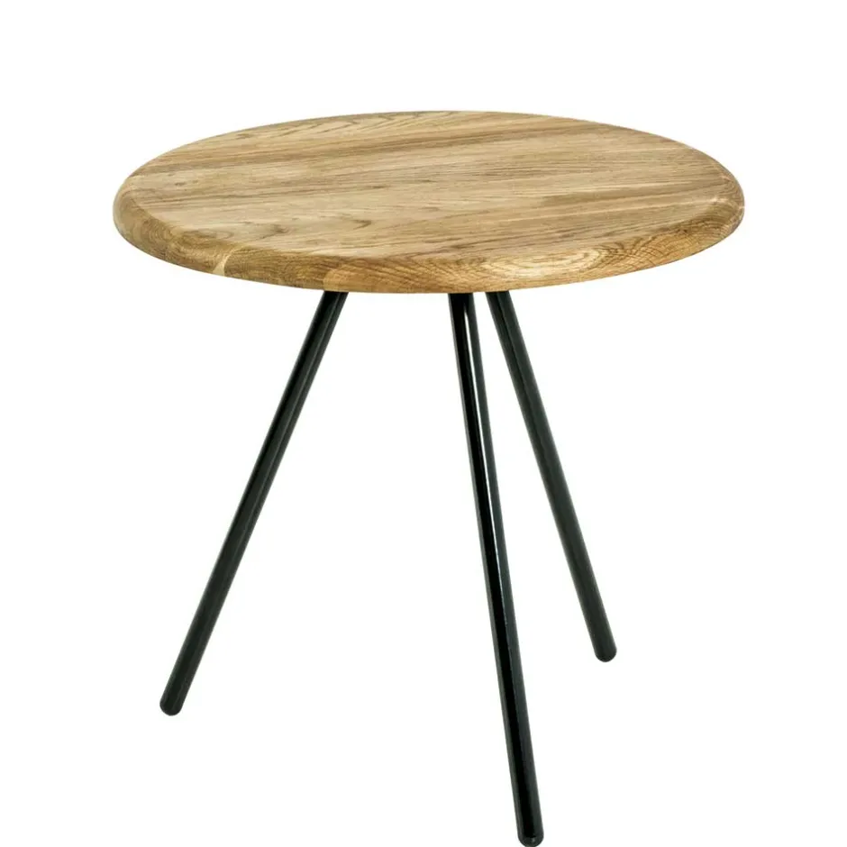 Wohnen Dreibein Beistelltisch mit Holzplatte aus Eiche - Berga