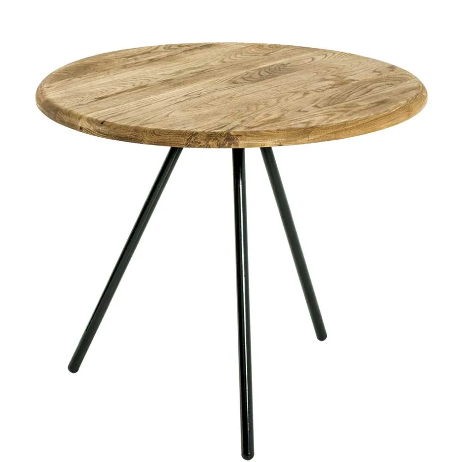 Wohnen Dreibein Beistelltisch mit Holzplatte aus Eiche - Berga