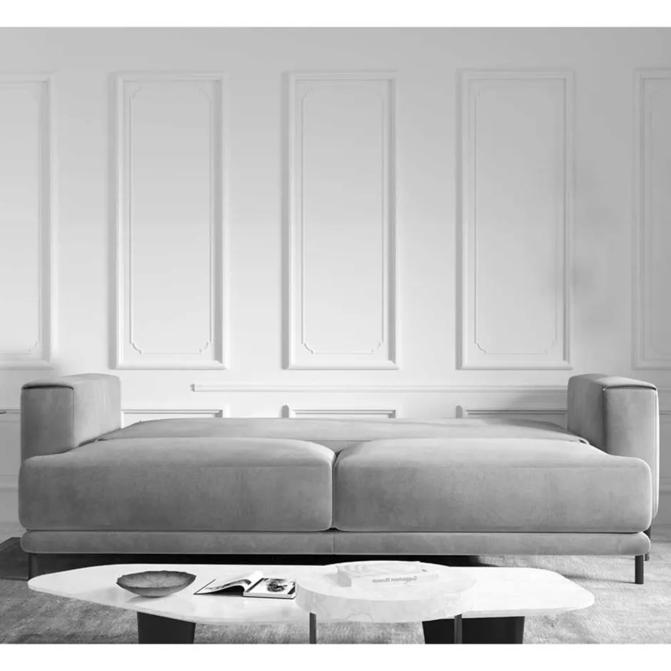 Wohnen Dreisitzer Bettcouch in Dunkelblau Stoff - Boston