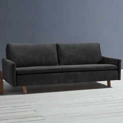 Wohnen Dreisitzer Bettcouch in Schwarz mit Eiche - Bornholma