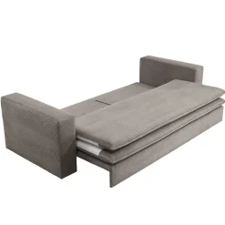 Wohnen Dreisitzer Bettsofa in Hellbraun Cord - Anyna