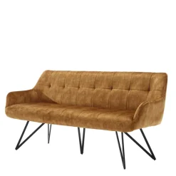 Wohnen Dreisitzer Esstisch Polsterbank in Ocker Velours - Cacassa