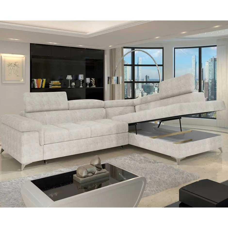 Wohnen Dreisitzer Funktionscouch in Cremeweiß - Cryptos