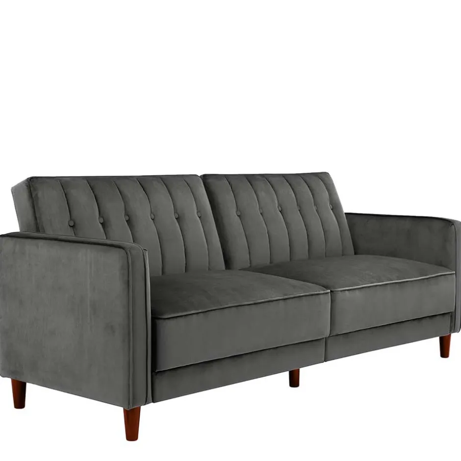 Wohnen Dreisitzer Schlafcouch in Grau Samt - Lessia