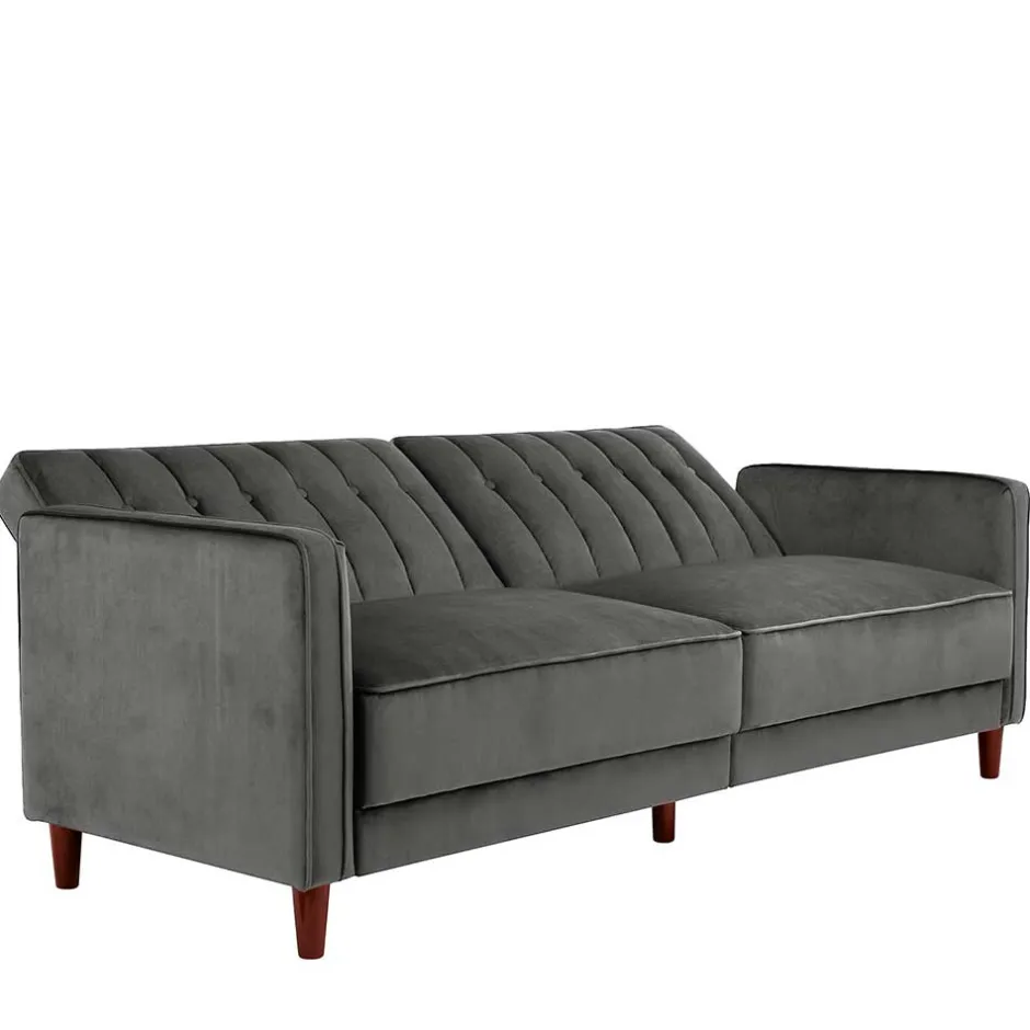 Wohnen Dreisitzer Schlafcouch in Grau Samt - Lessia