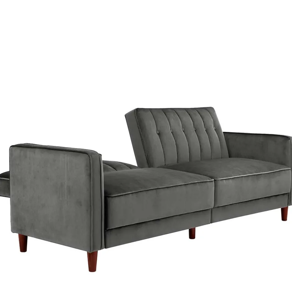 Wohnen Dreisitzer Schlafcouch in Grau Samt - Lessia