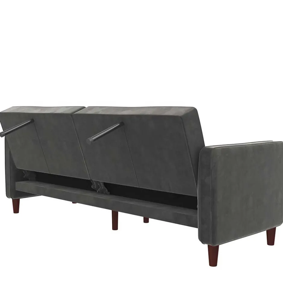 Wohnen Dreisitzer Schlafcouch in Grau Samt - Lessia