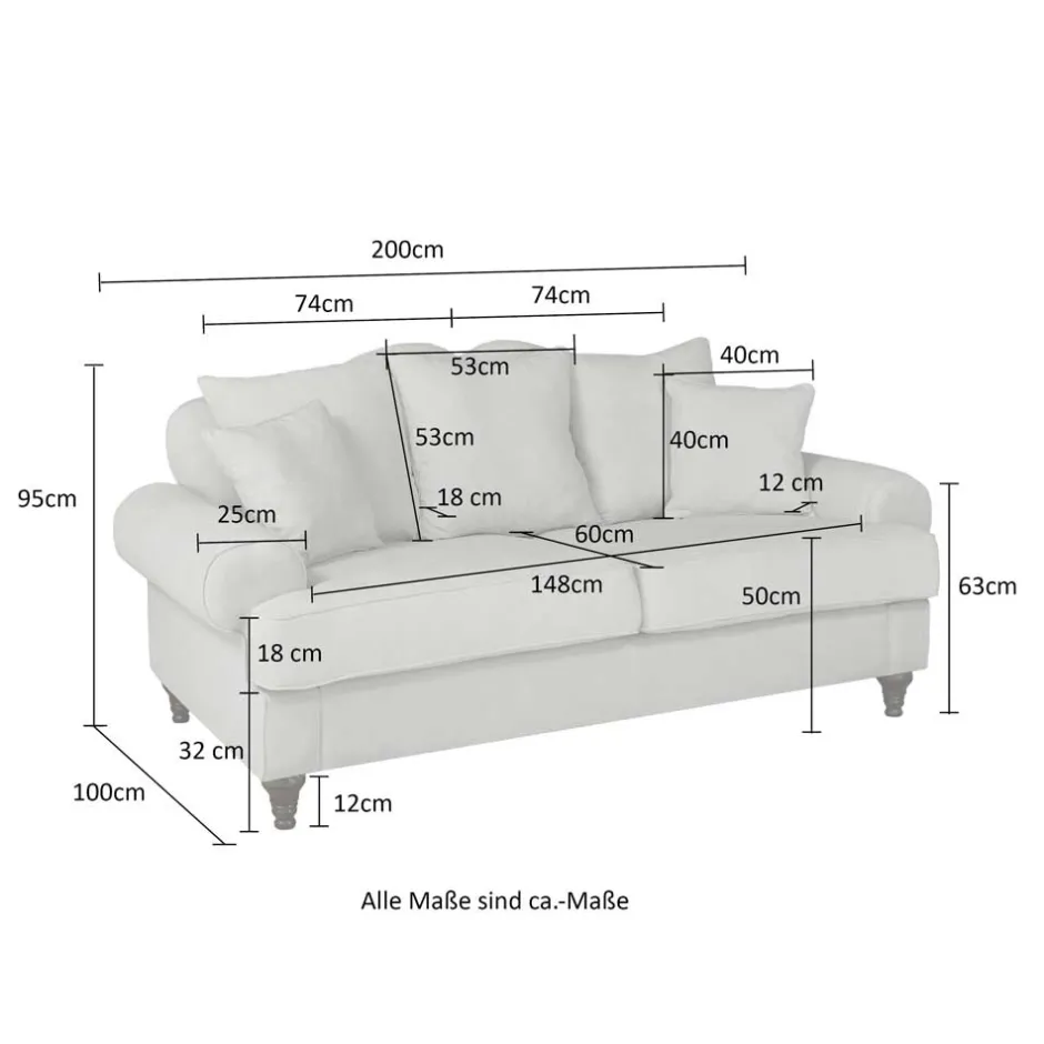 Dreisitzer Sofa im Vintage Landhaus Look - Merandes^Wohnen Discount