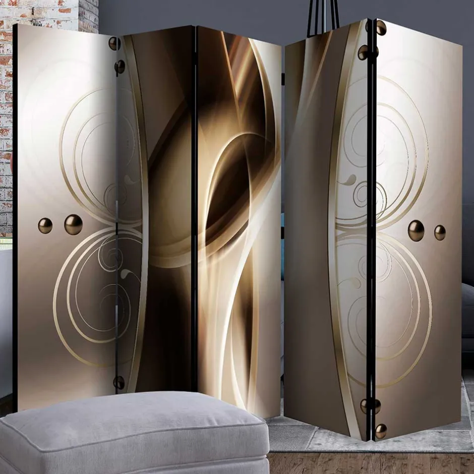 Wohnen Druck Paravent mit elegantem Motiv in Grau Brau - Lozenna