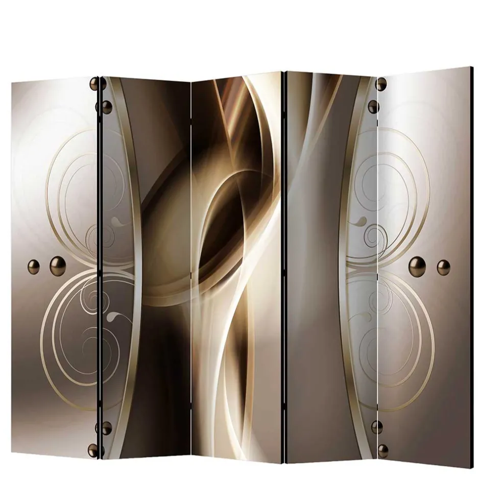 Wohnen Druck Paravent mit elegantem Motiv in Grau Brau - Lozenna