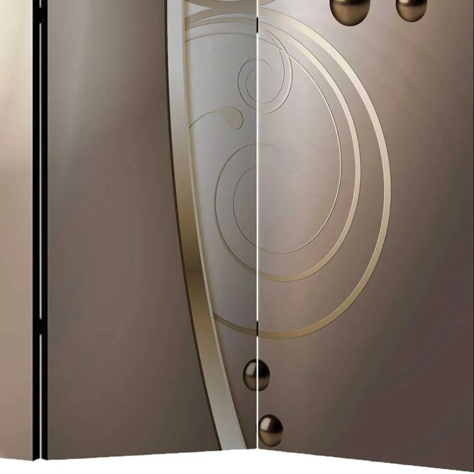 Wohnen Druck Paravent mit elegantem Motiv in Grau Brau - Lozenna