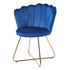 Dunkelblaue Muschelstühle aus Samt - Ryan (2er Set)^Wohnen Discount