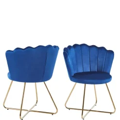 Dunkelblaue Muschelstühle aus Samt - Ryan (2er Set)^Wohnen Discount