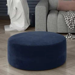 Dunkelblauer Sitzhocker aus Samt - Blou^Wohnen Discount