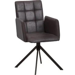 Wohnen Dunkelbrauner Tischsessel aus Microfaser - Domiano