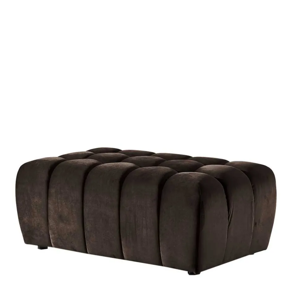 Wohnen Dunkelbrauner Wohnzimmerhocker aus Samt - Ladwica