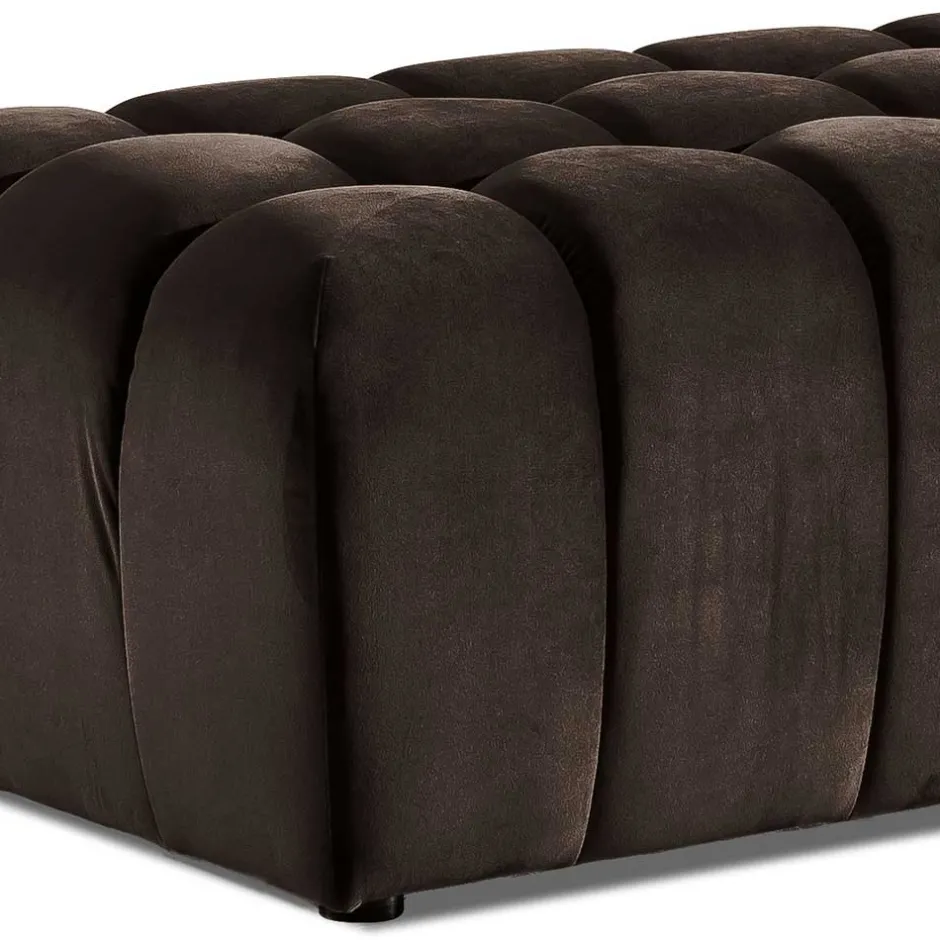 Wohnen Dunkelbrauner Wohnzimmerhocker aus Samt - Ladwica