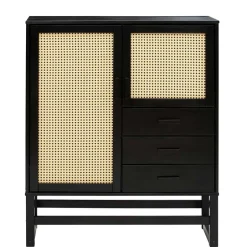 Dunkelbraunes Highboard mit Wiener Geflecht - Santiana^Wohnen New