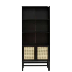 Dunkelbraunes Holzregal mit Wiener Geflecht Natur - Idamoro^Wohnen