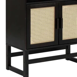 Dunkelbraunes Holzregal mit Wiener Geflecht Natur - Idamoro^Wohnen