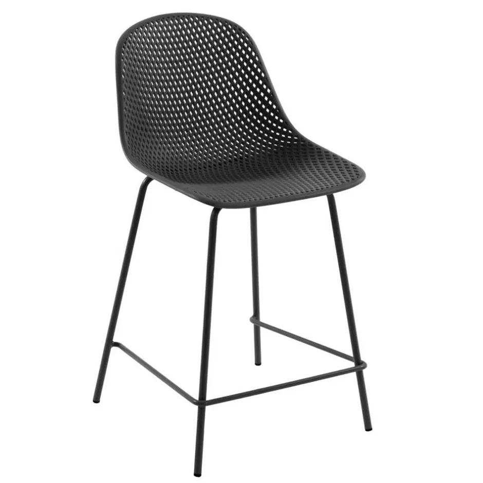 Wohnen Dunkelgraue Tresenstühle mit Sitzschale - Malka (4er Set)