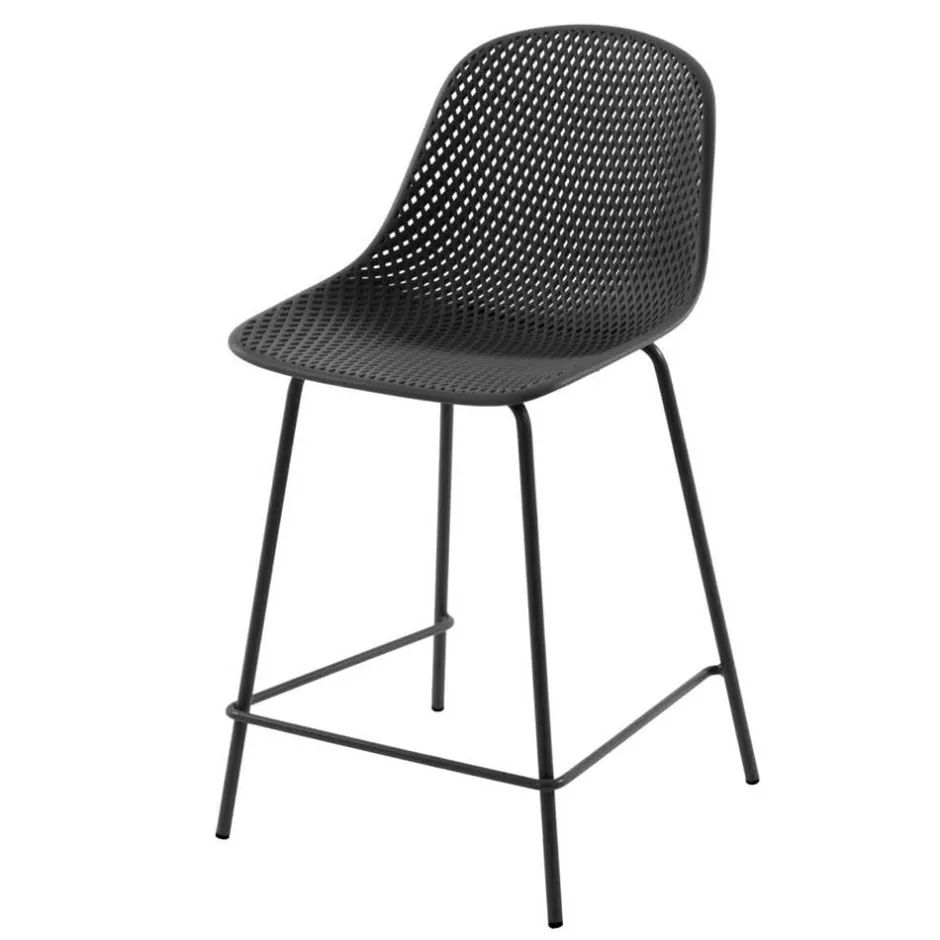 Wohnen Dunkelgraue Tresenstühle mit Sitzschale - Malka (4er Set)