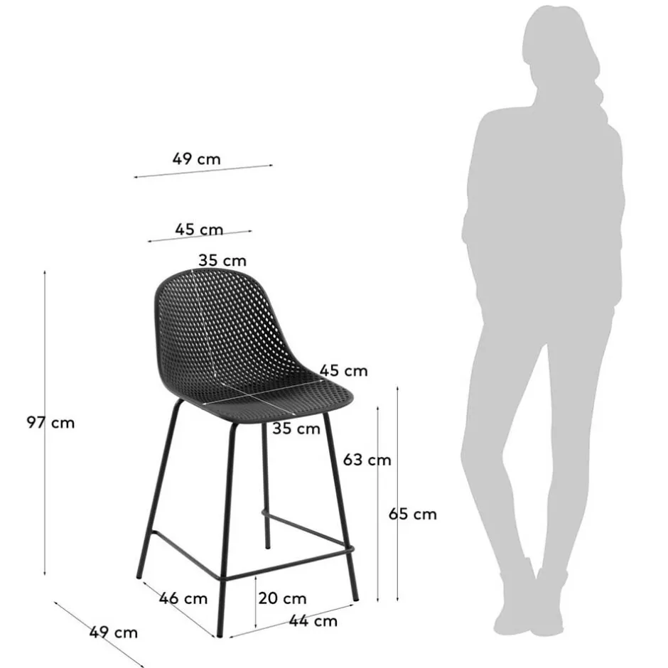 Wohnen Dunkelgraue Tresenstühle mit Sitzschale - Malka (4er Set)