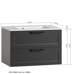 Dunkelgraue Waschkonsole mit Einlassbecken - Novelya^Wohnen New