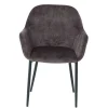 Dunkelgrauer Armlehnenstuhl aus Samt - Estateas (2er Set)^Wohnen Outlet