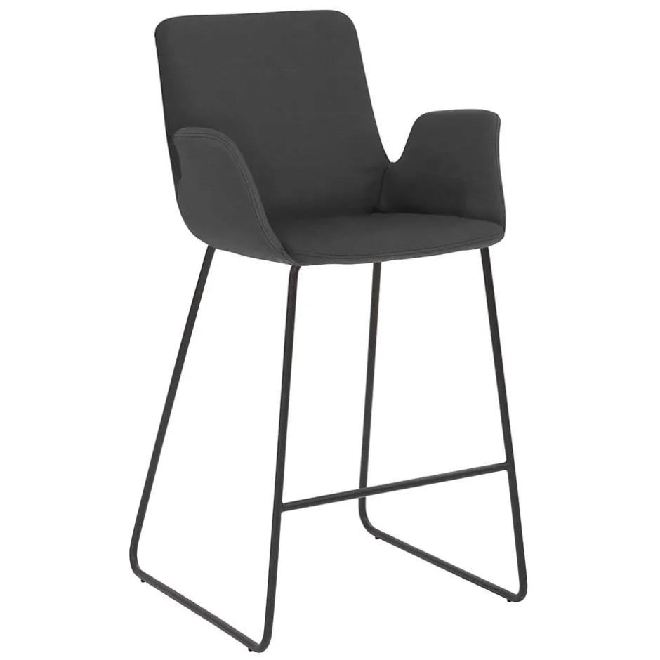 Dunkelgrauer Barstuhl aus Microfaser - Umya^Wohnen Outlet
