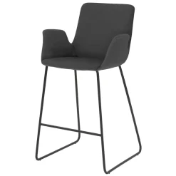 Dunkelgrauer Barstuhl aus Microfaser - Umya^Wohnen Outlet