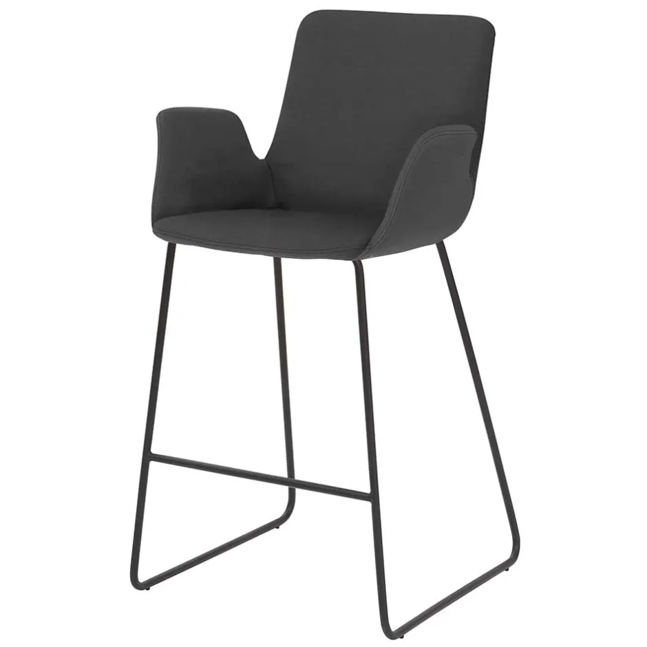 Dunkelgrauer Barstuhl aus Microfaser - Umya^Wohnen Outlet